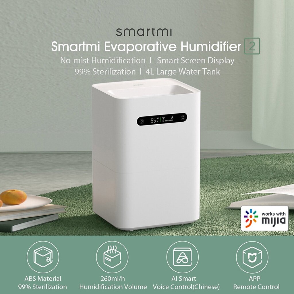 Máy tạo ẩm bay hơi tự nhiên Smartmi Evaporative Humidifier Gen 2 - Bản quốc tế - Màu trắng 