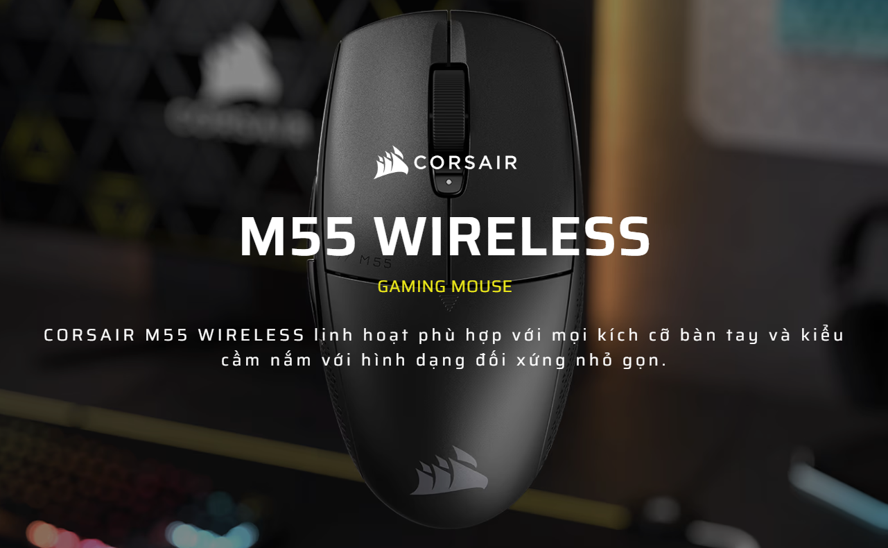 Chuột Gaming Không Dây Corsair M55 Black (CH-931F000-AP) 1
