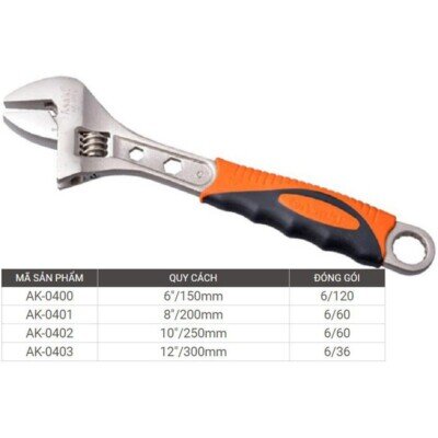 Mỏ lết hợp kim Ni-Fe chống trượt 6''/150mm Asaki AK-0400