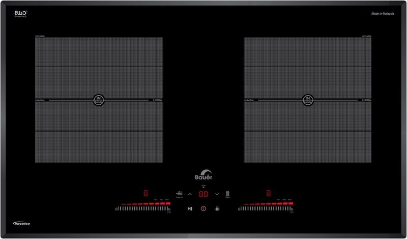 Mặt bếp của bếp từ đôi Bauer BE619GTA được chế tạo từ chất liệu Euro Ceran cao cấp