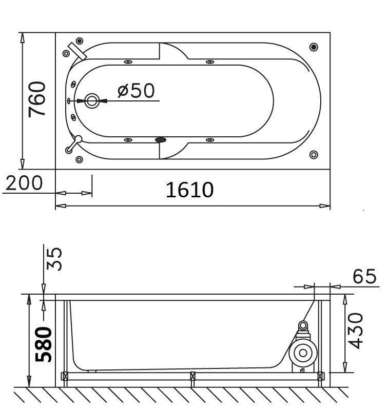 Bản Vẽ Kỹ Thuật Bồn Tắm Massage Caesar MT0460