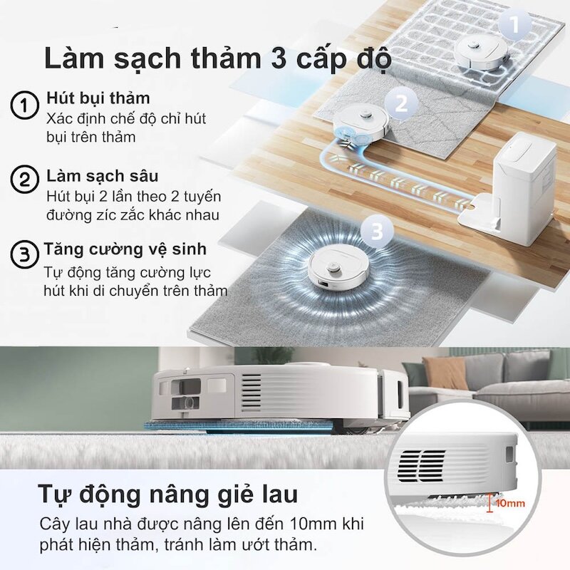Robot hút bụi lau nhà Roborock Q Revo MaxV cung cấp nhiều chế độ làm sạch