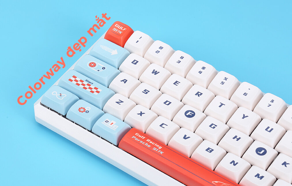 Bàn phím cơ không dây Darmoshark K5 Gulf Racing RGB (USBC/RGB/PBT/2300mAh/TTC Silent Red V3 sw)