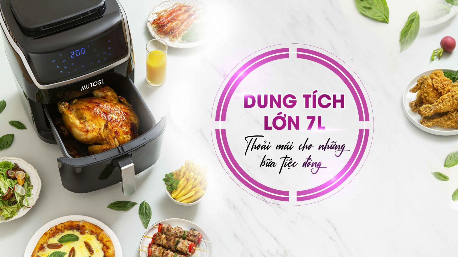 Dung tích nồi 7 lít Nồi chiên hấp