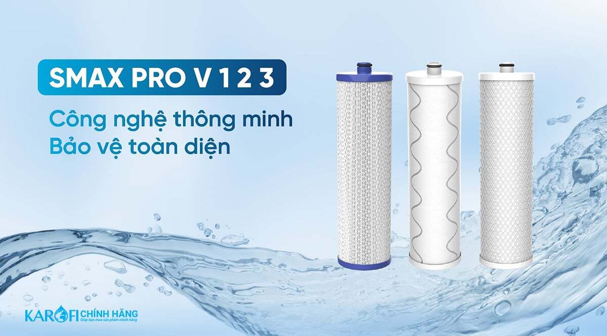 Lõi lọc thô Smax Pro V 1, 2, 3 trên máy lọc nước Karofi KAD-D528 Karofi KAD-D528