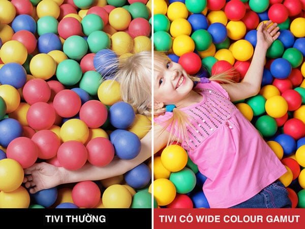 Công nghệ dải màu rộng Wide Color Gamut cho chất lượng màu sắc tươi sáng, chân thực