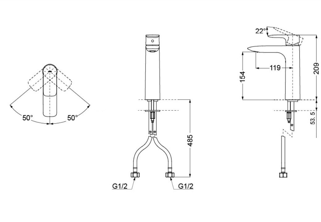 Bản vẽ kỹ thuật vòi chậu rửa mặt TOTO TLG04306 B