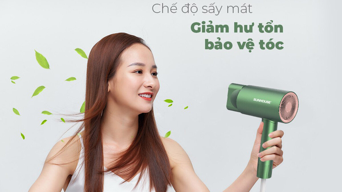 Sử dụng chế độ sấy mát giảm hư tổn và bảo vệ tóc