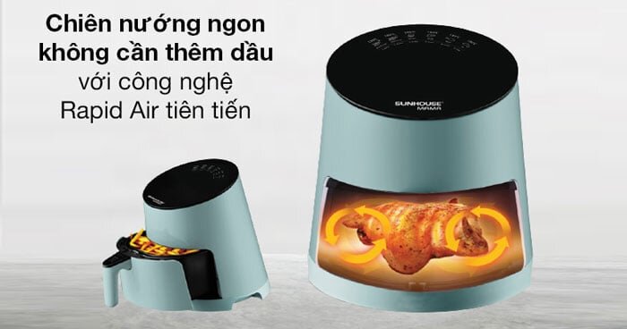 Nồi chiên Sunhouse Mama SHD4085G được ứng dụng công nghệ chiên Rapid Air tiên tiến