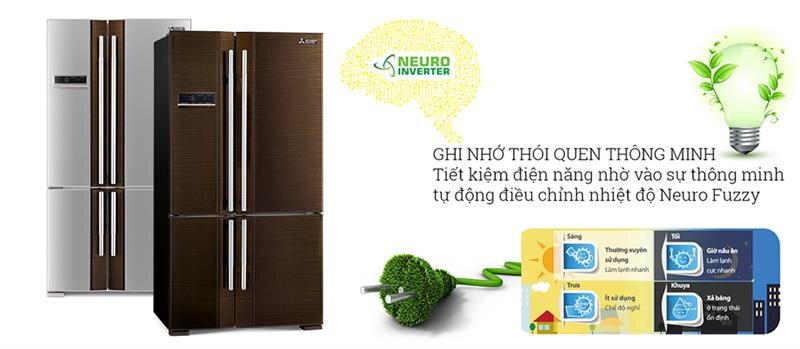 Tủ lạnh 4 cánh Mitsubishi MR-L78EH-BRW-V Inverter - 635L