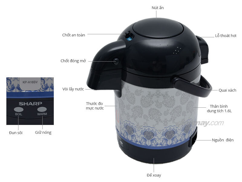Bình thủy điện Sharp KP-A16SV RL 1.6 lít