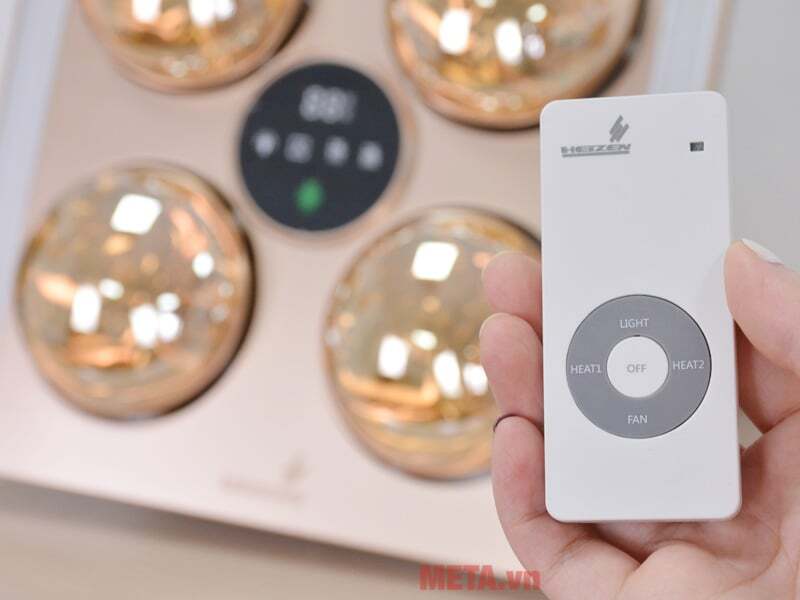 Đèn sưởi nhà tắm 4 bóng âm trần LED HE9 kèm điều khiển từ xa Đèn sưởi nhà tắm Heizen HE9