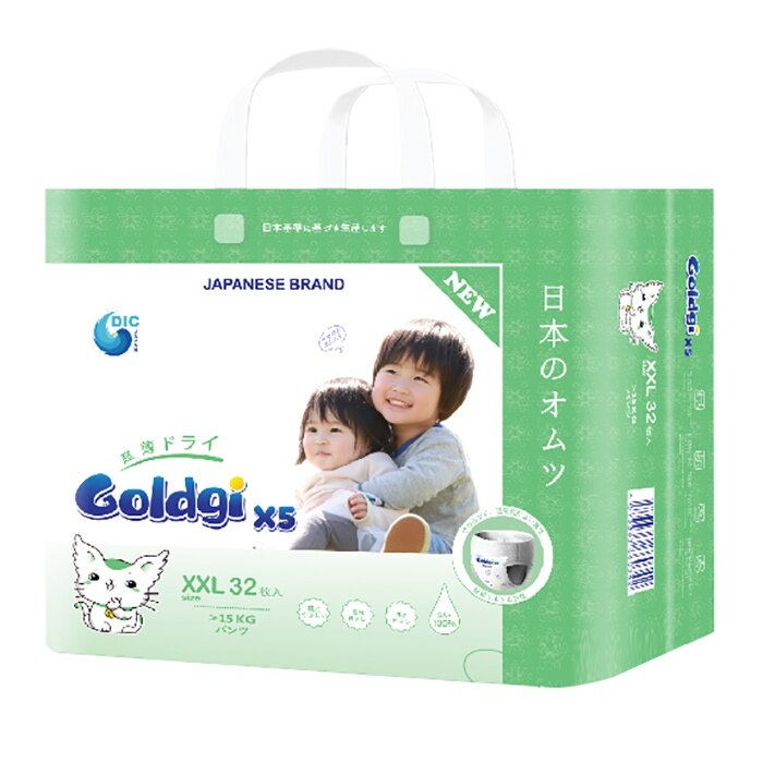 Bỉm quần Goldgi+ size XXL32 an toàn cho bé sử dụng