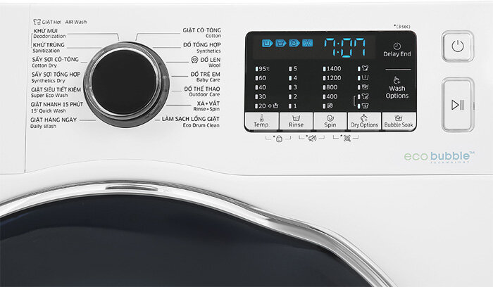 Máy giặt sấy Samsung WD95J5410AW/SV được tích hợp nhiều chương trình tiện ích Máy giặt sấy Samsung WD95J5410AW/SV
