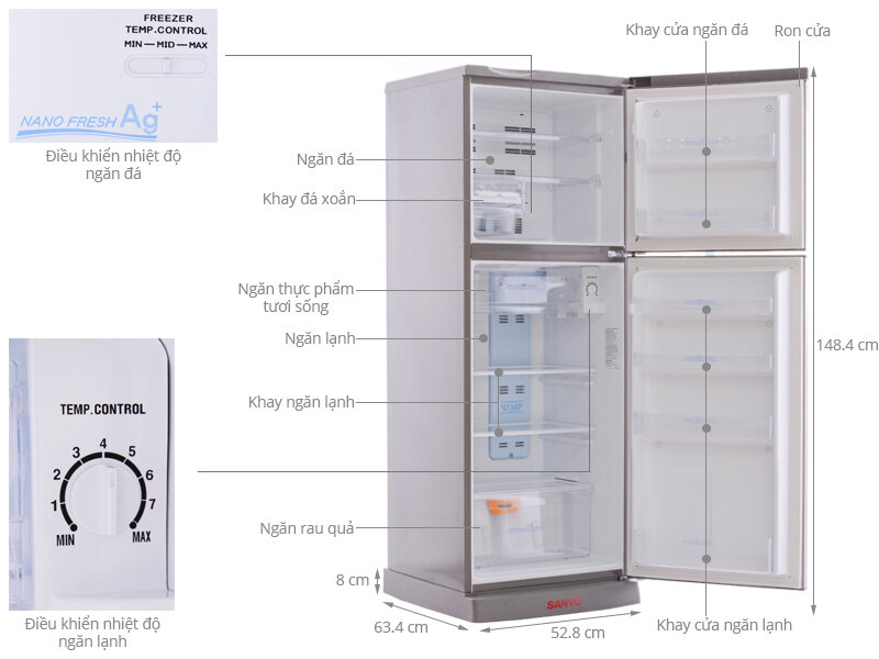 Tủ lạnh Sanyo 207 lít SR-U21MN Tủ lạnh Sanyo 207 lít SR-U21MN