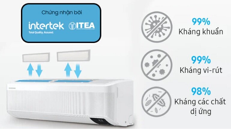 Bộ lọc Tri-Care trên điều hòa Samsung F-AR13TYGCDW20 giúp lọc sạch 99% virus