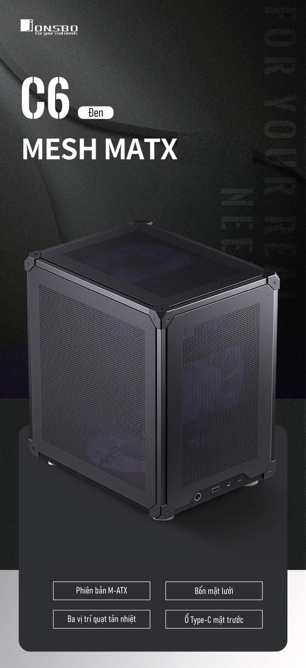 Vỏ case Jonsbo C6 Handle Black ( Mini Tower/Màu Đen)