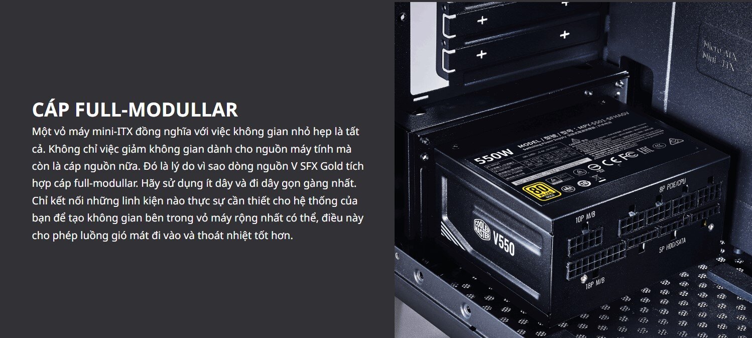 Nguồn máy tính Cooler Master 750W V SFX Gold (80 Plus Gold/Màu Đen)