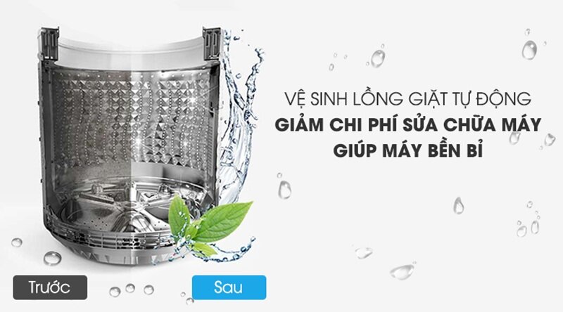 Máy giặt TCL 9 Kg TWA90-B302GM vệ sinh lồng giặt