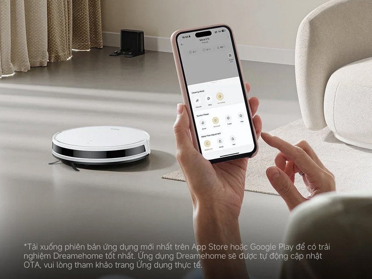 Robot hút bụi lau nhà Mova E10 có thể điều khiển bằng giọng nói