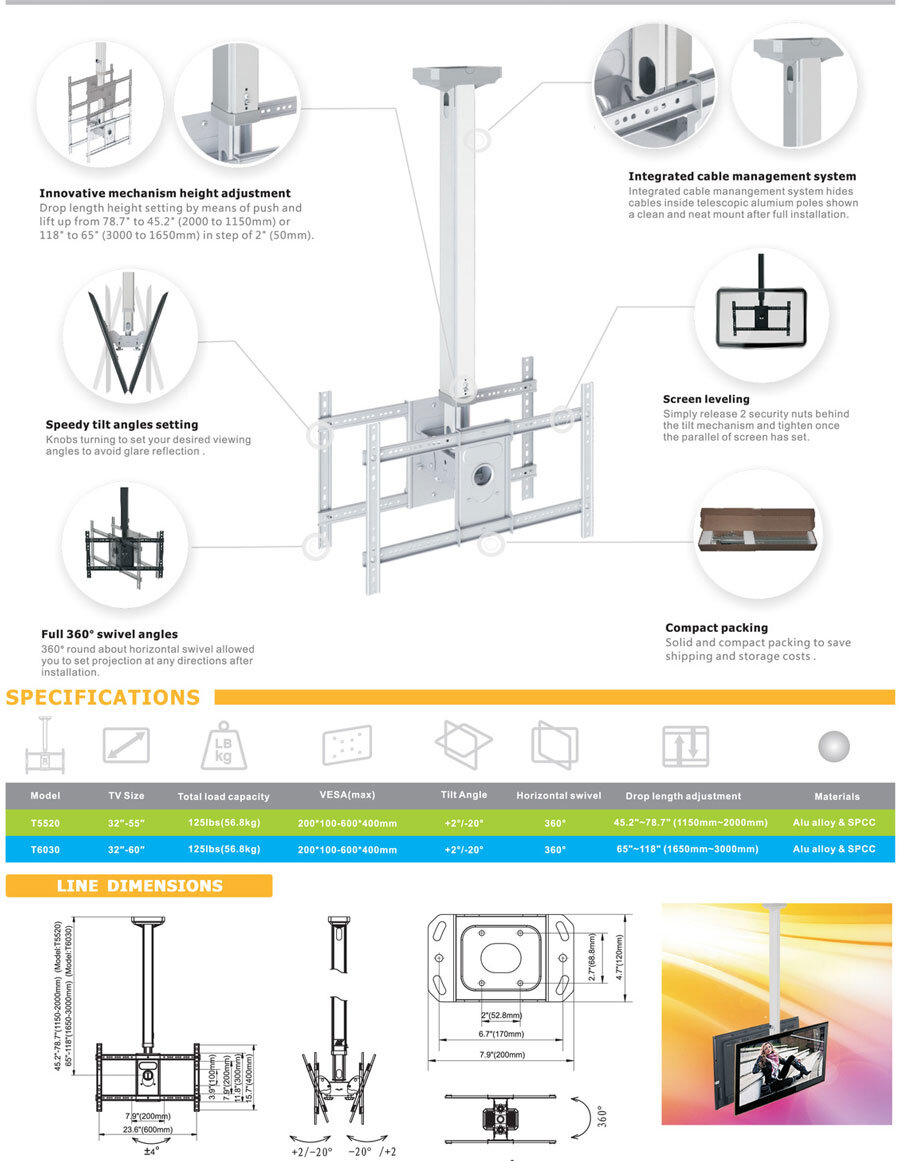 Giá treo Tivi thả trần 2 màn NB T55201