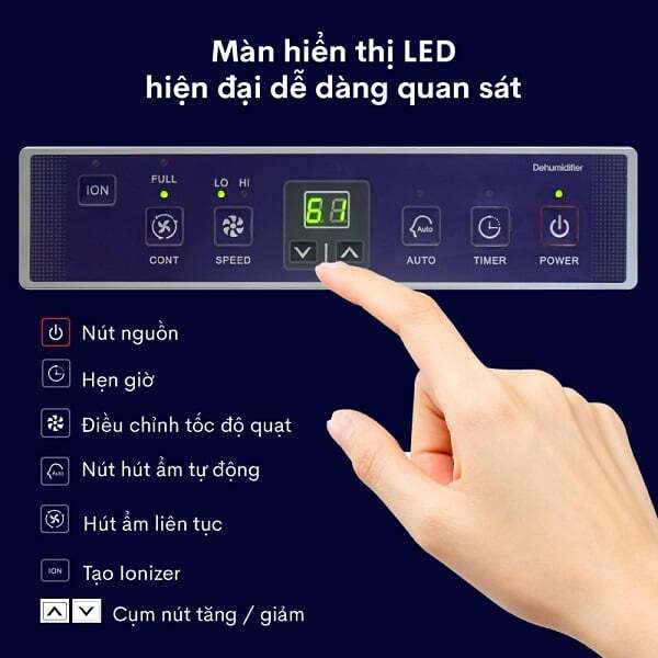 Máy hút ẩm điện tử có màn hình Led Máy hút ẩm điện tử