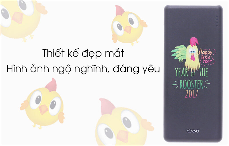 Pin sạc dự phòng Polymer 5.000 mAh eSaver Maya 5 Gà Đen Pin sạc dự phòng Polymer 5.000 mAh eSaver Maya 5 Gà Đen