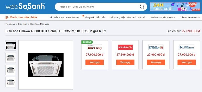 Điều hoà Hikawa HI-CC50M/HO-CC50M có giá thành phải chăng