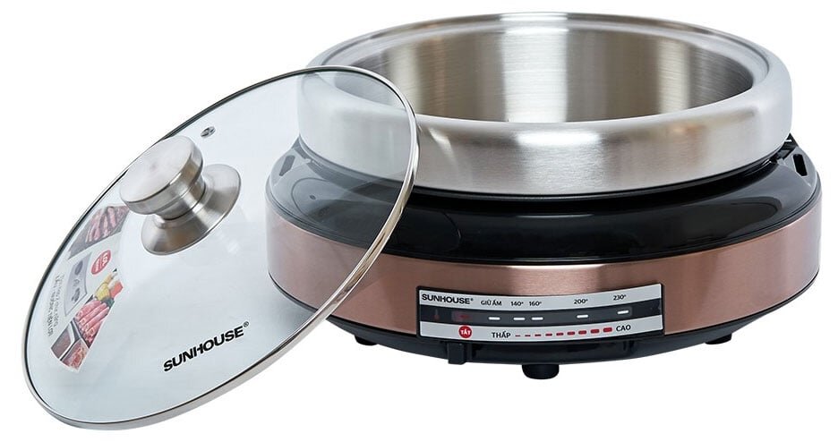 Lẩu nướng điện Sunhouse SHD4526 có thể điều chỉnh nhiệt độ dễ dàng