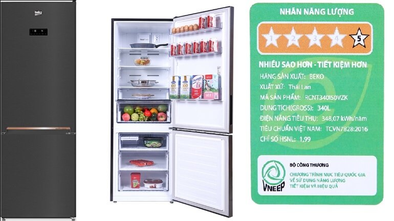 Tủ lạnh Beko Inverter 323 lít RCNT340E50VZK