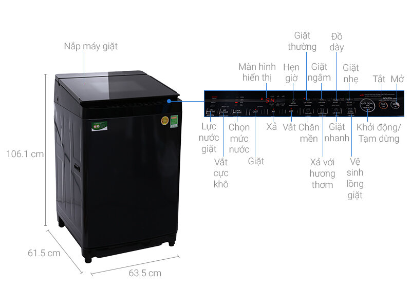 Máy giặt Toshiba Inverter 14 kg AW-DG1500WV (KK)