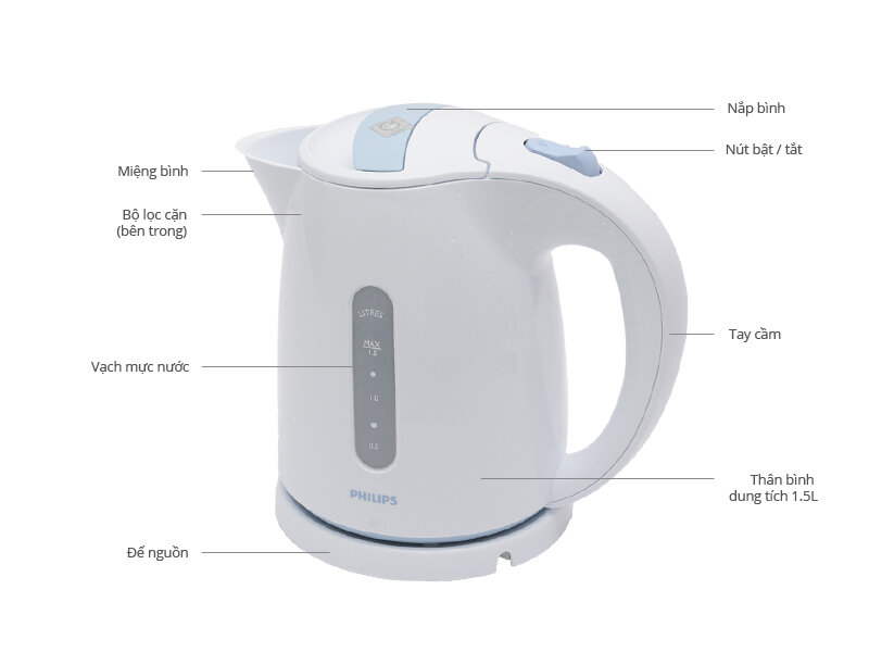 Bình siêu tốc Philips HD4646 1.5 lít Bình siêu tốc Philips HD4646 1.5 lít