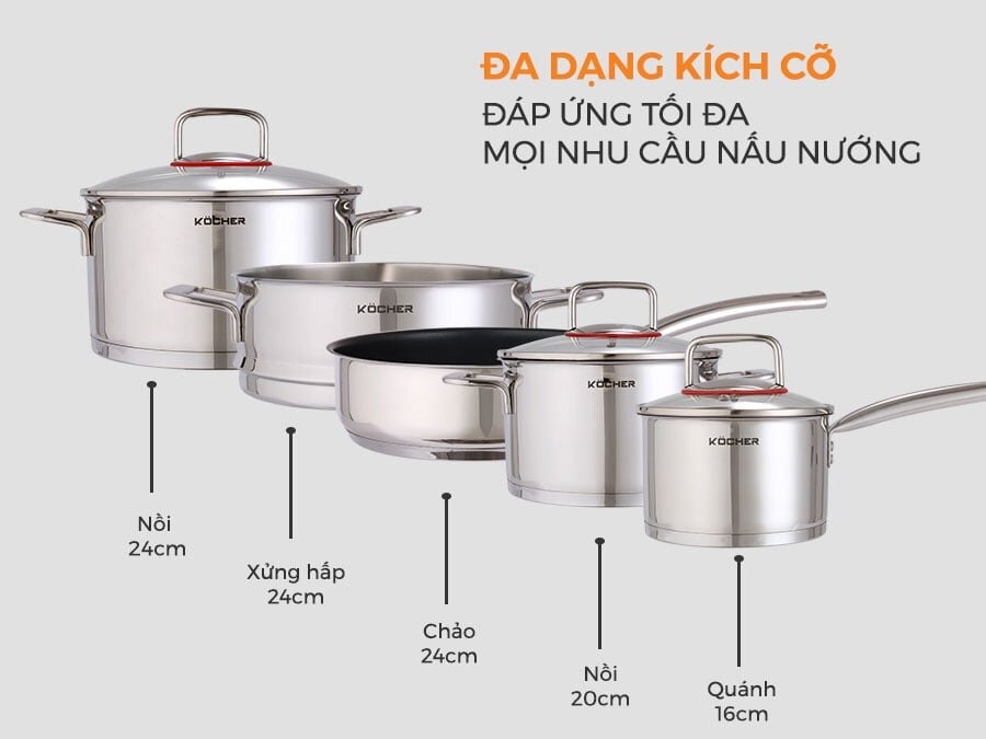 Bộ nồi 5 món Kocher Berlin Bộ nồi 5 món Kocher Berlin