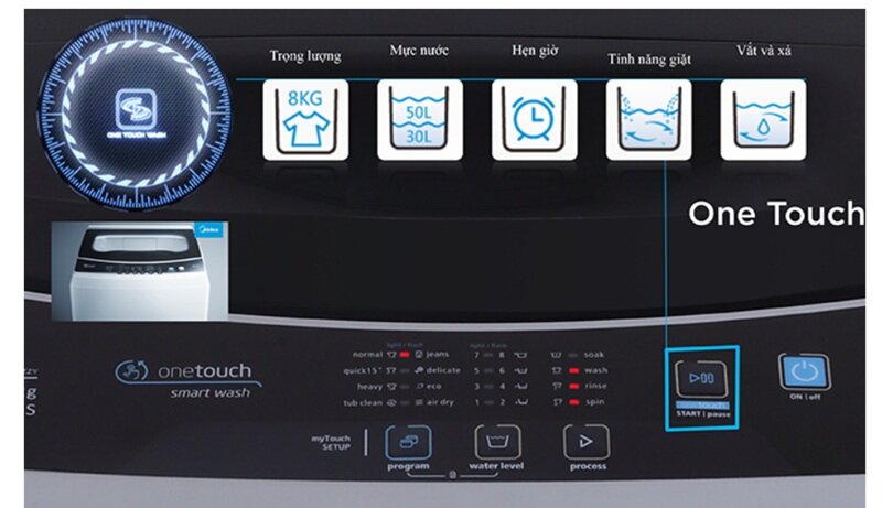 Máy giặt Midea 8kg MAS8502/WB