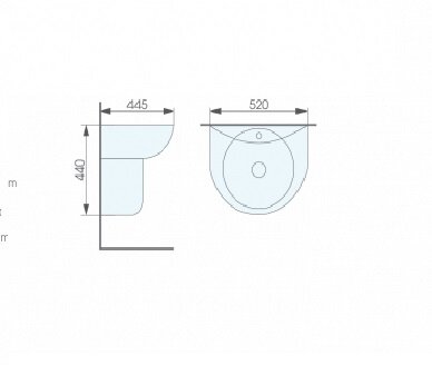 bản vẽ kĩ thuật Chậu rửa lavabo treo tường chân lửng ATMOR AT212
