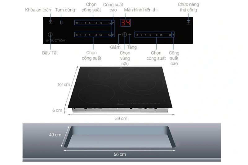 Bếp từ 3 vùng nấu Electrolux LIT60342 