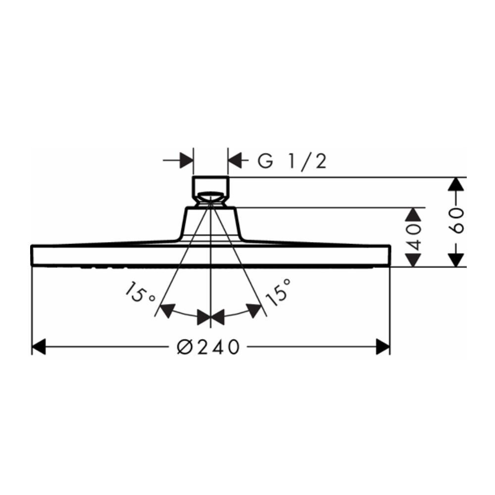 Bản vẽ kỹ thuật của bát sen trần HG Crometta S 240 Hansgrohe 26723000