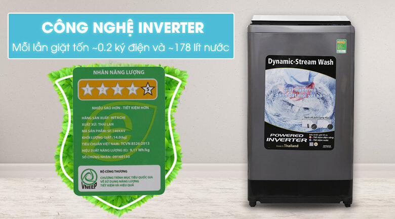 Máy giặt Hitachi inverter 14 kg SF-140XAV 220-VT (SL) Máy giặt Hitachi inverter 14 kg SF-140XAV 220-VT (SL)