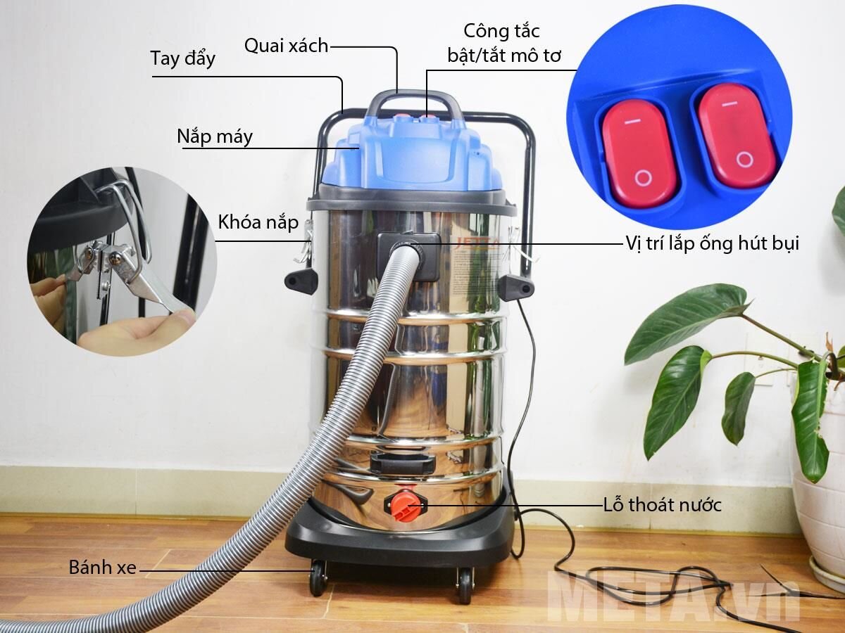 Máy hút bụi công nghiệp Jetta JET98-2B (T100-70) 70 lít