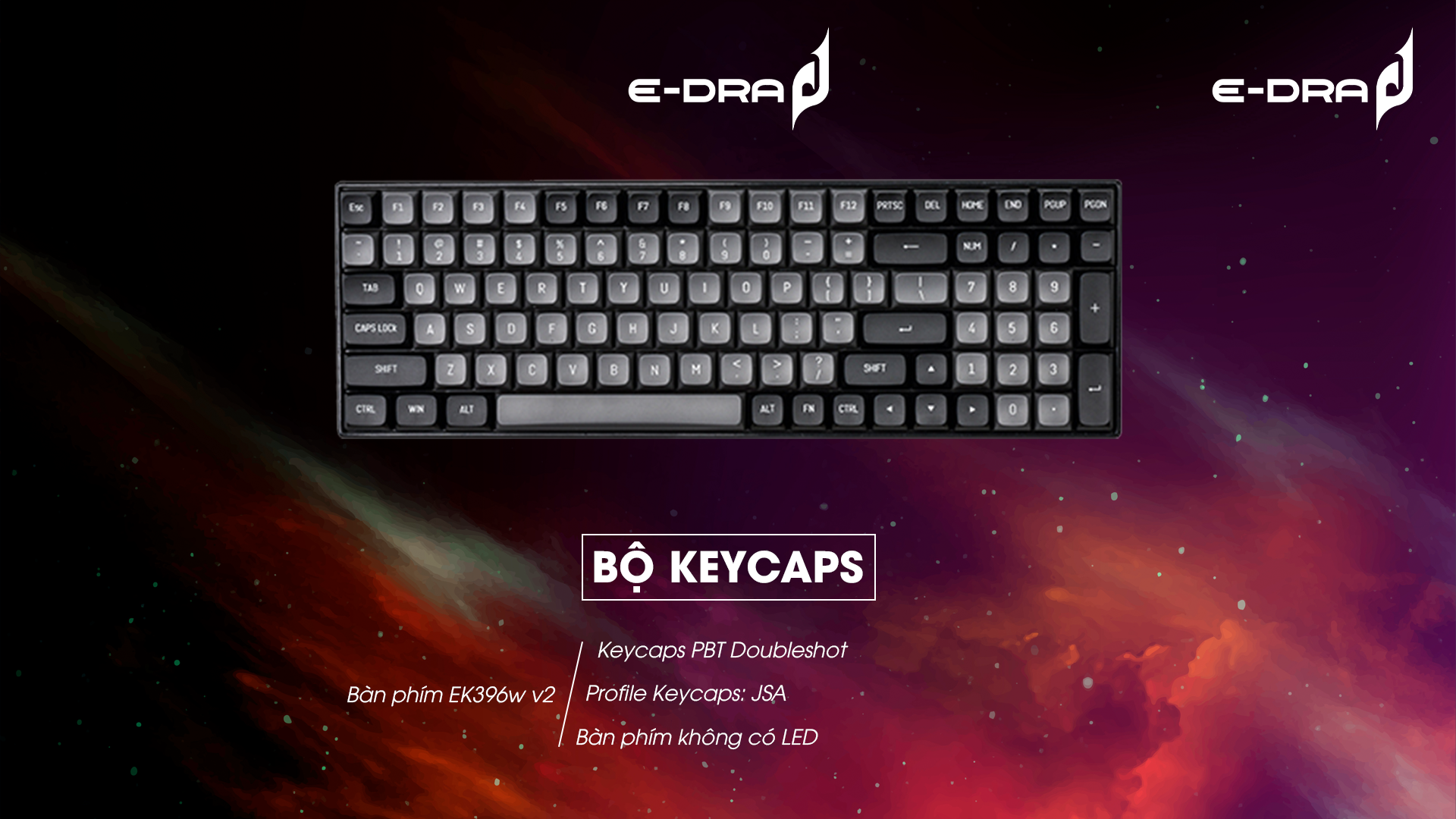 Bàn phím cơ không dây Edra EK396W V2 Blue sw (USBC/PBT/Bluetooth/3mode)