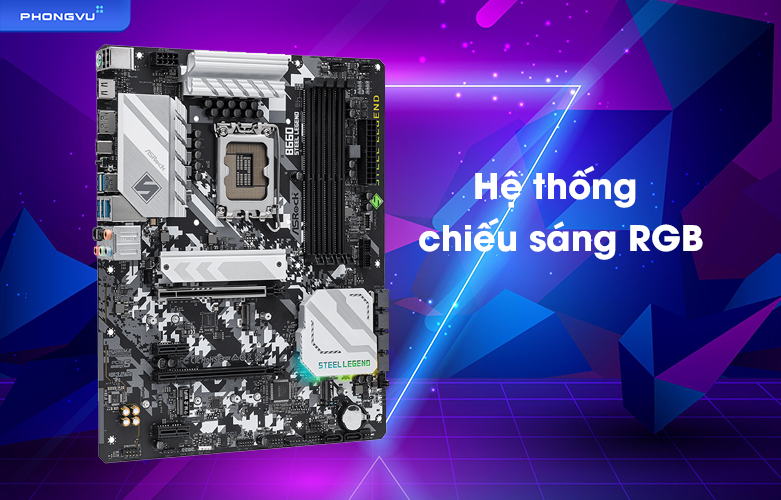 Mainboard ASROCK B660 STEEL LEGEND | Hệ thống chiếu sáng RGB