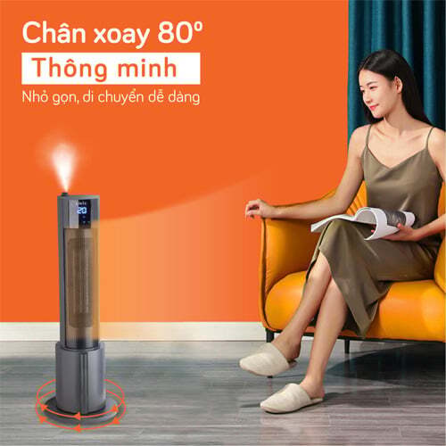 Chức năng xoay 80 độ để gió ấm tỏa xa hơn Sưởi gốm Unie