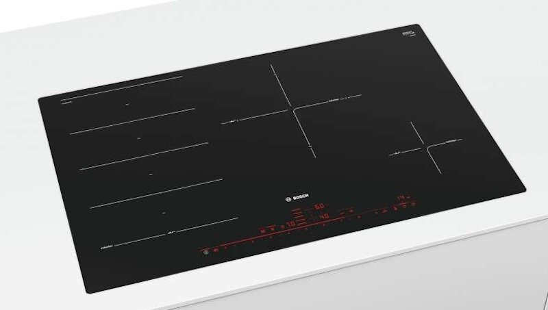 Bosch PXE801DC1E có bốn vùng gia nhiệt riêng biệt và tổng công suất 7400W đảm bảo mang lại kết quả nhanh chóng trong nhà bếp. (Ảnh: Bosch).