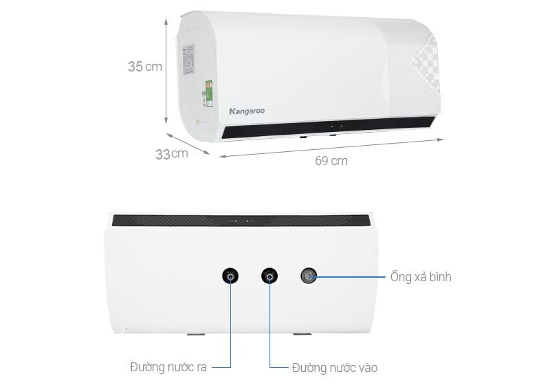 Kích thước của bình nước nóng Kangaroo 30L KG79A3