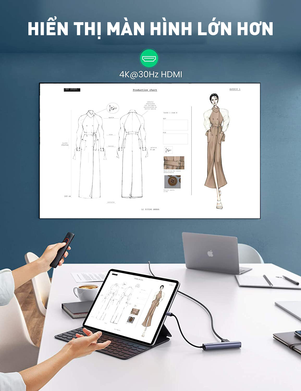 Bộ chuyển đổi từ Type C sang HDMI, USB 3.0, Lan Gigabit và PD 100W UGREEN 10919