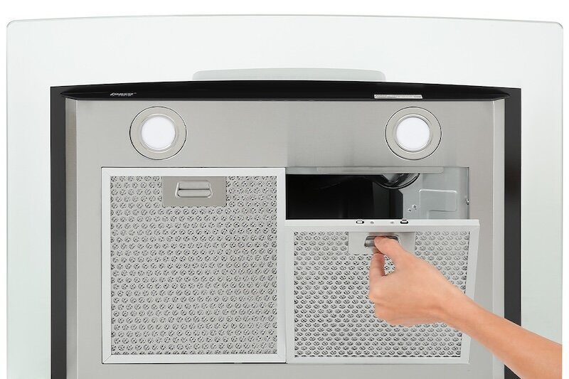 Máy hút mùi Lorca TA-2001E 70 sử dụng bộ lưới lọc làm từ inox và nhôm