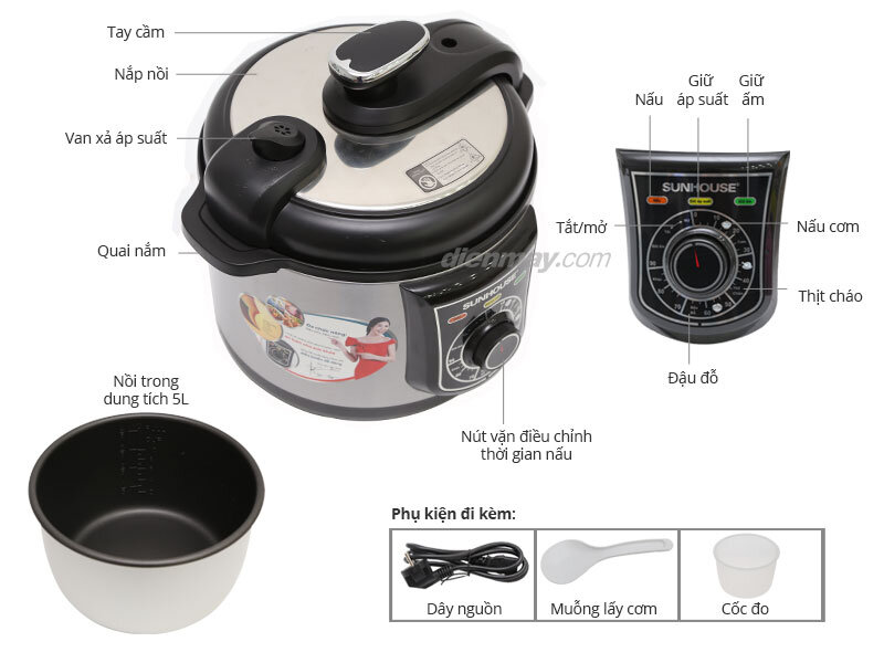 Nồi áp suất điện tử Sunhouse SH1650 5.0 lít