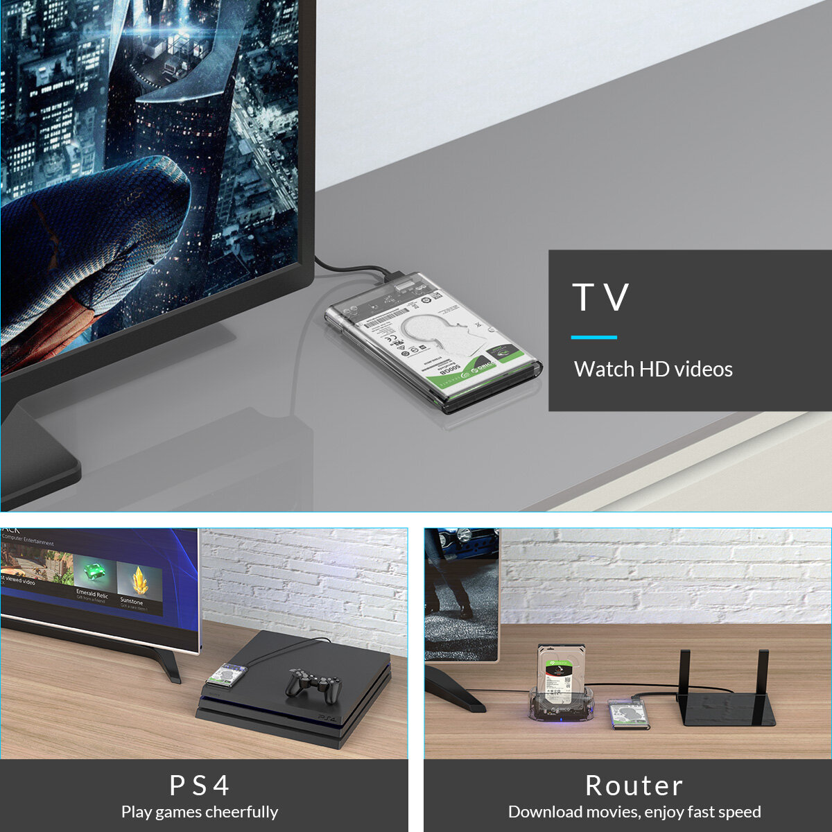 Box ổ cứng 2.5'' Orico 2139C3-G2-CR SSD HDD Sata 3 USB 3.1 Gen2 Type-C-3