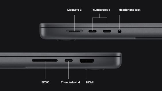 MacBook Pro 14 inch M2 Max 2023 trang bị đầy đủ các cổng