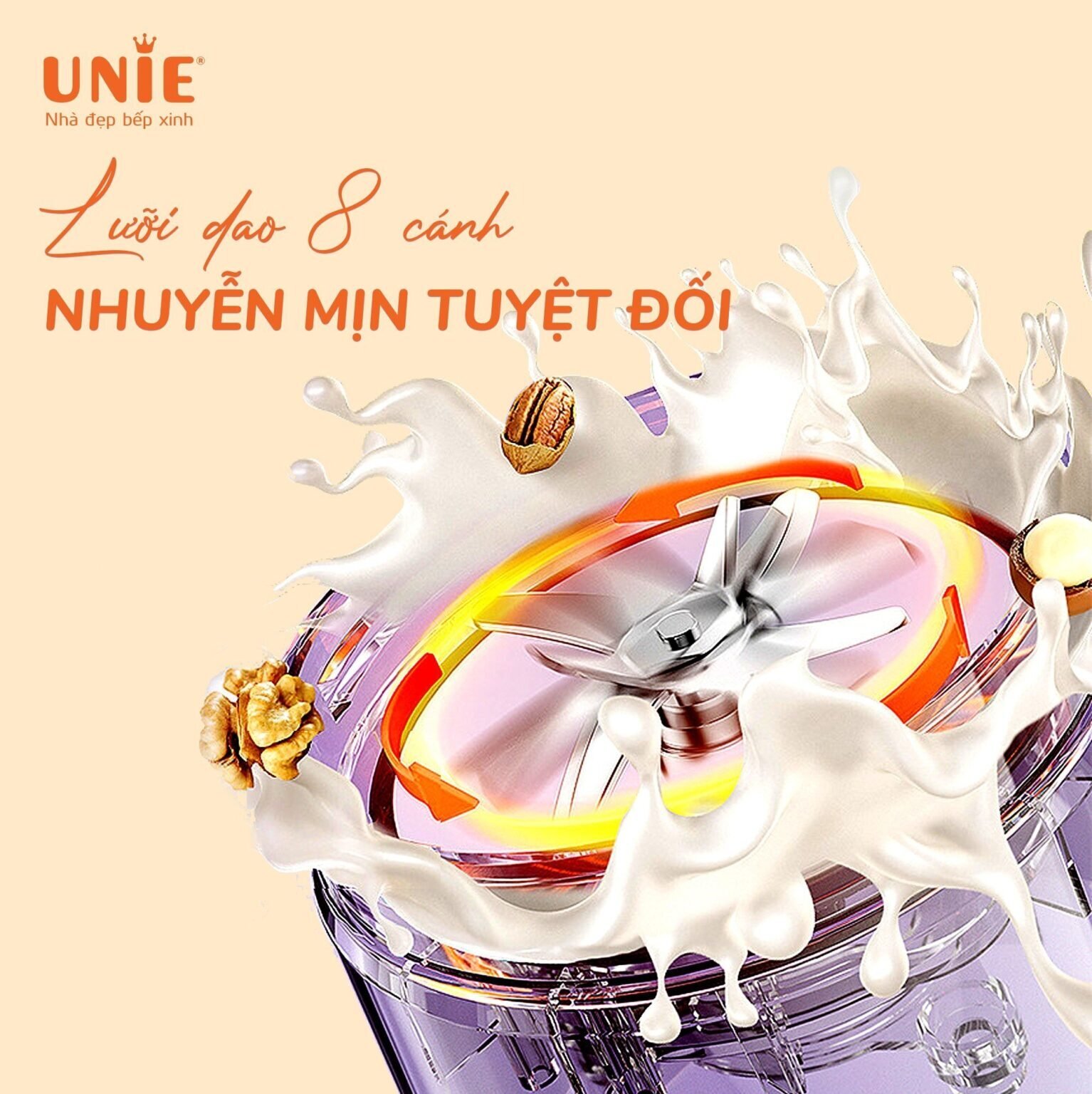 Dao inox có 8 cánh Máy làm sữa hạt Unie